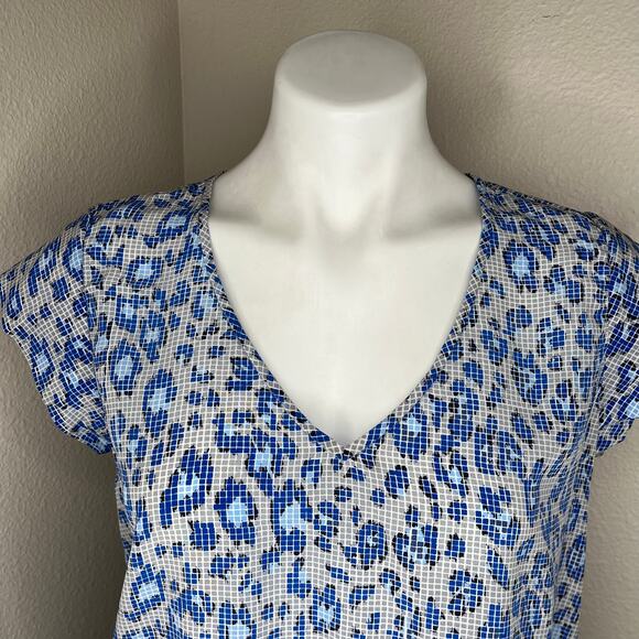 JOIE Lynny Leopard Print Silk Blouse Blue & Black Size Small - Picture 8 of 12